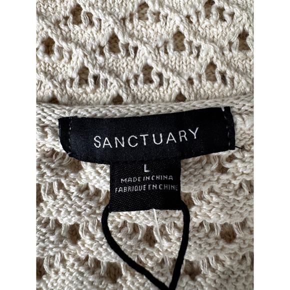 Sanctuary Cream Knit Crochet Sleeveless Sheath Dress Size L - Picture 7 of 11